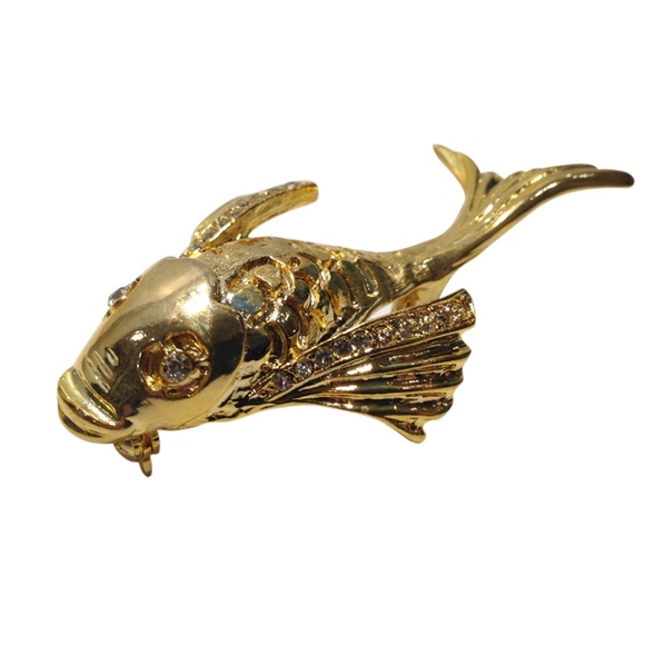 Fish Shaped Brooches Set, Gold Fish and Colorful Flounder Pins - Picture 3 of 4